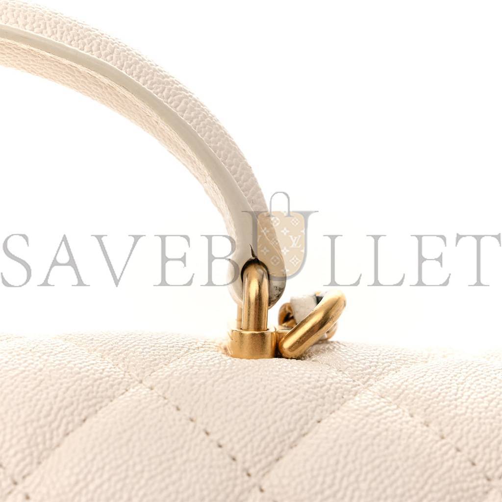 CHANEL MASTER  CAVIAR QUILTED MINI TOP HANDLE RECTANGULAR FLAP WHITE AS2431 (20*13*9cm)